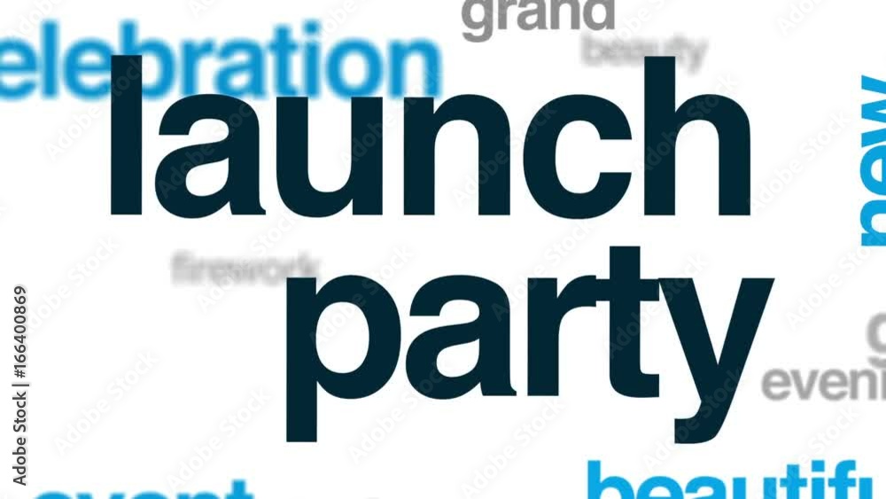 Launch party animated word cloud, text design animation. Launch party animated word cloud, text design animation.