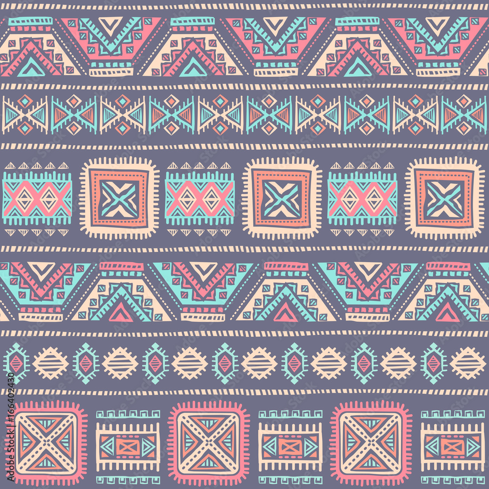 Tribal Aztec vintage seamless pattern - obrazy, fototapety, plakaty 