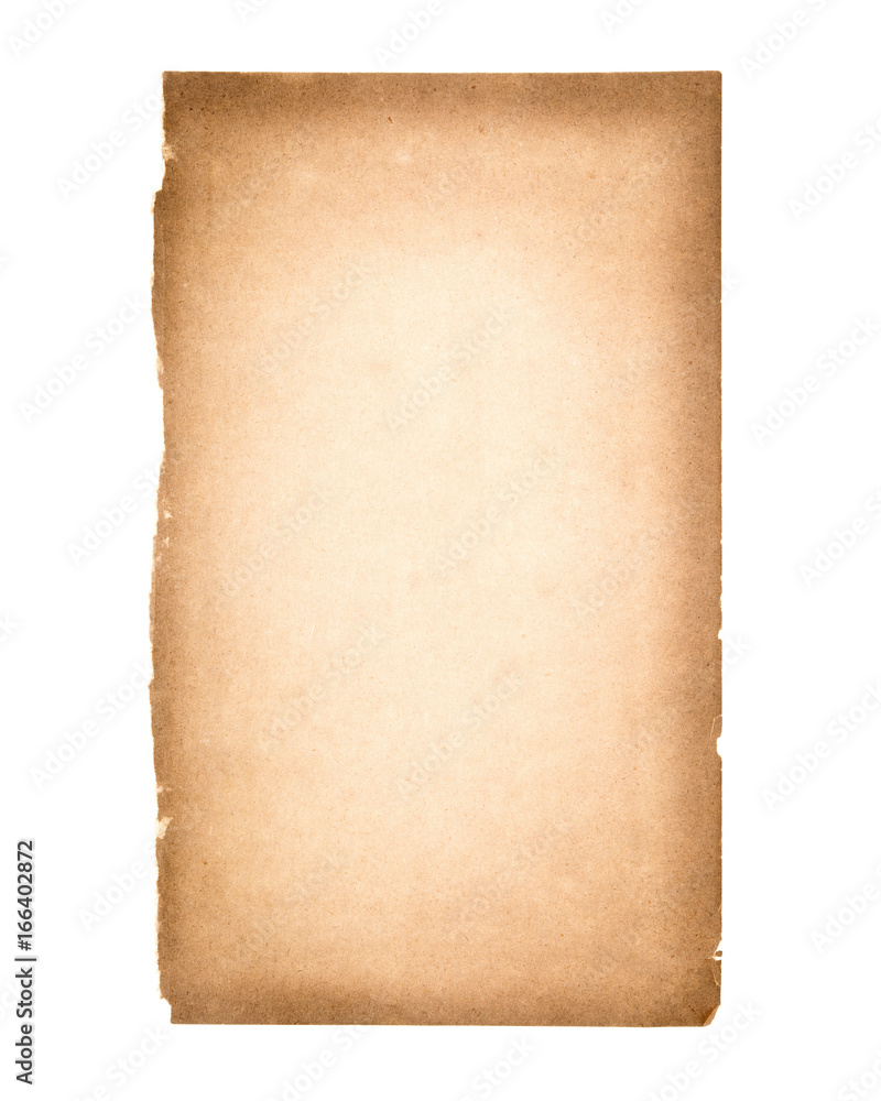 Old paper isolated on white background.
