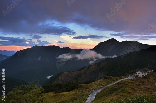 Mountain sunset in the Hehuan Mountain  Altitude 3158m  Taiwan.