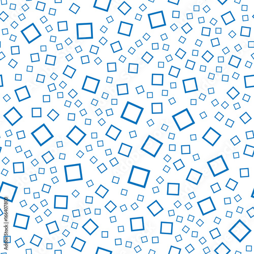 Vector seamless abstract pattern. Blue squares on white background