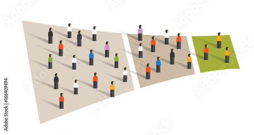 people crowd funnel flow conversion group graphic sampling