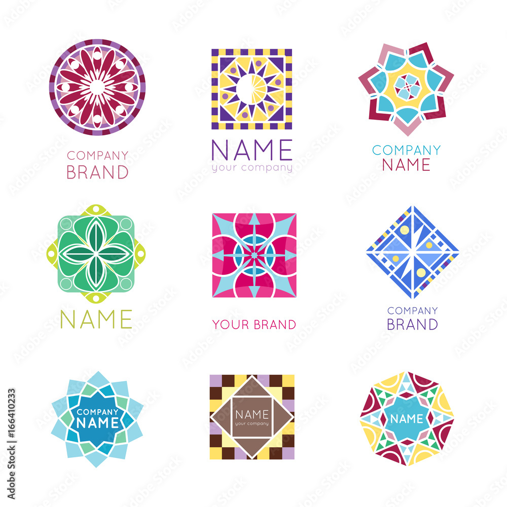 Abstract triangular polygonal shape kaleidoscope geometry company brand logo badge template circle decorative vector icon. Abstract triangular polygonal shape kaleidoscope geometry company brand logo badge template circle decorative vector icon.