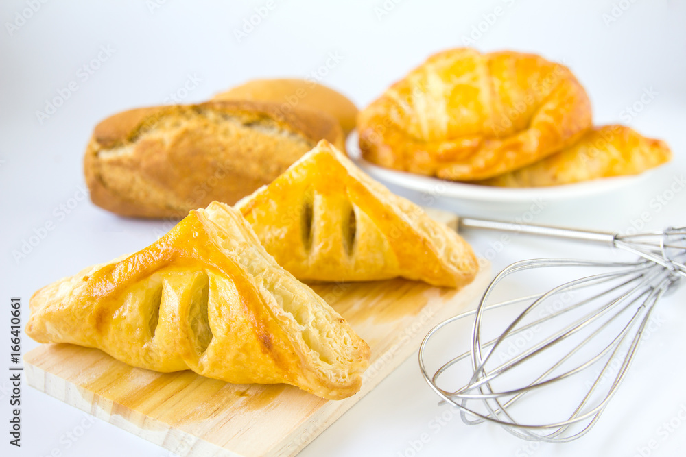 Homemade breads or bun on white background , breakfast food Homemade breads or bun on white background , breakfast food