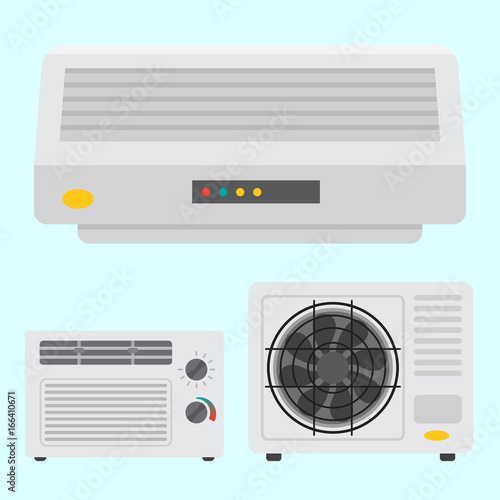 Air conditioner airlock systems equipment ventilator conditioning climate fan technology temperature cool vector illustration