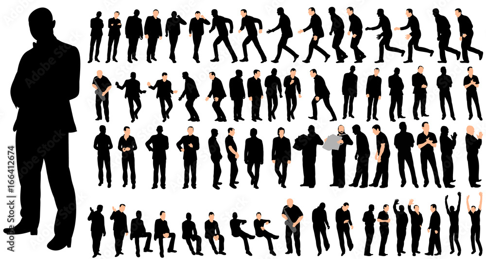 Vector, isolated, a set of men, a collection of silhouettes Vector, isolated, a set of men, a collection of silhouettes