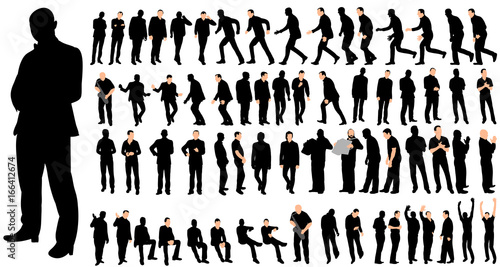 Vector, isolated, a set of men, a collection of silhouettes