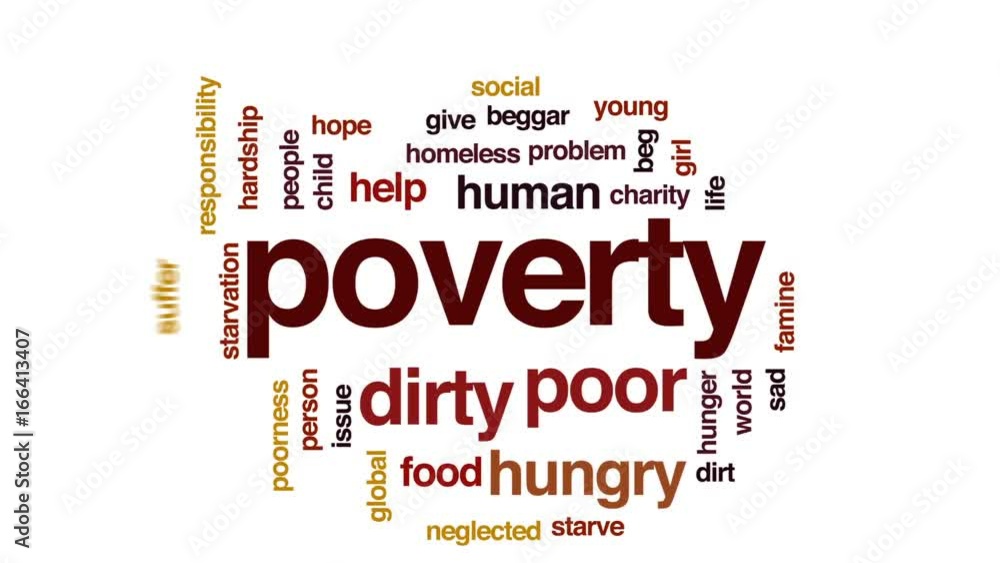Poverty animated word cloud, text design animation. Poverty animated word cloud, text design animation.