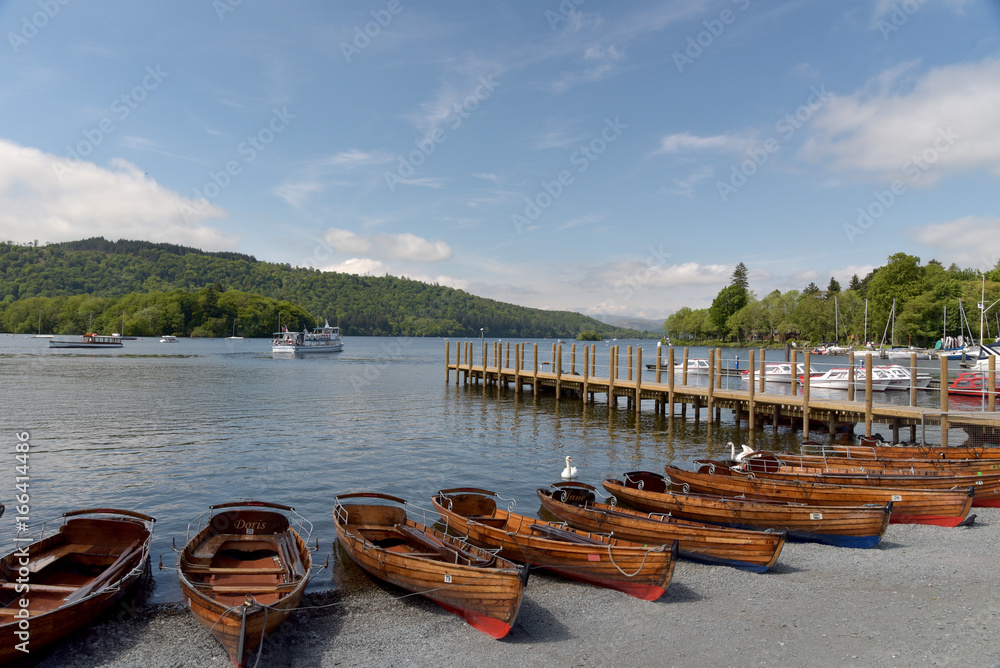Fototapeta premium Ferry on Windermere from Bowness, English Lake District