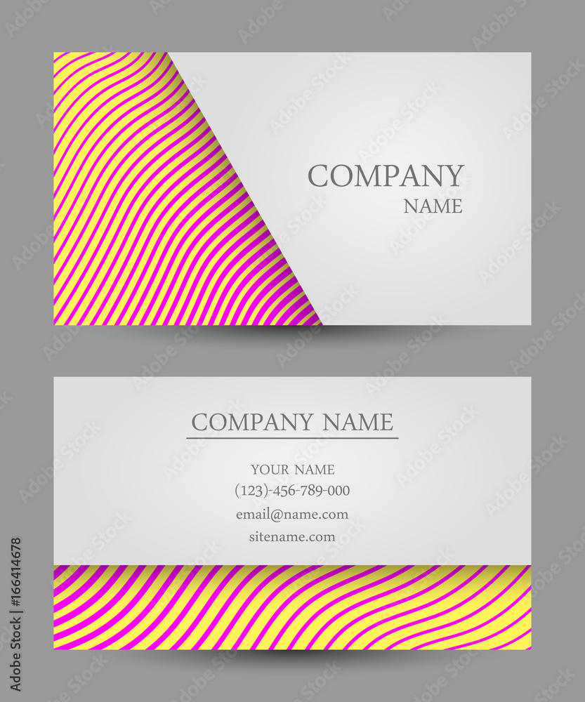 A set of business cards with a minimalistic geometric pattern and a bright gradient.