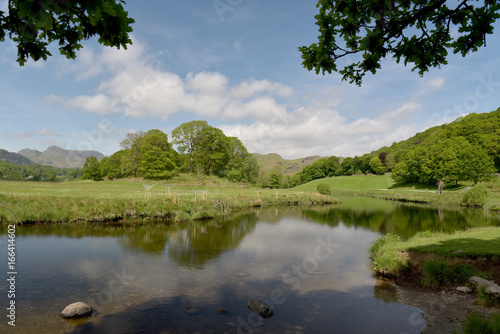 Langdale Pikes reflected in River Brathay  English Lake District