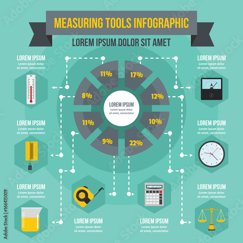 Measuring tools infographic concept, flat style