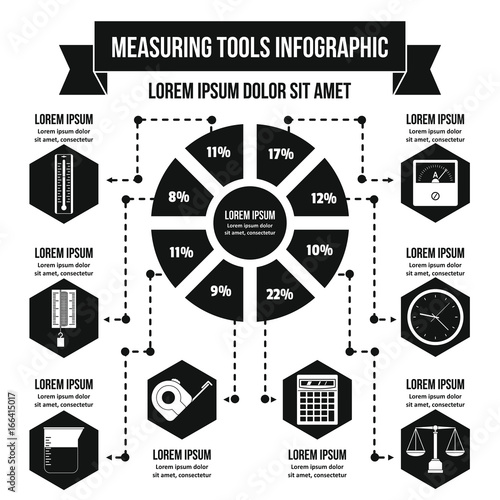 Measuring tools infographic concept, simple style
