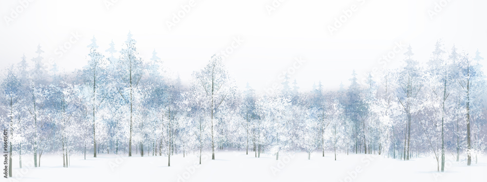 Fototapeta premium Vector winter forest background.