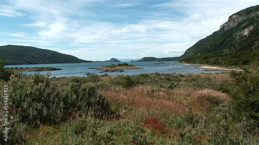 Shot of bay Lapataia in Tierra del Fuego National Park, Argentina Shot of bay Lapataia in Tierra del Fuego National Park, Argentina