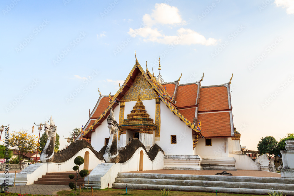 Wat Phra That Chang Kham  , Muang District, Nan Province, Thailand. Temple is a public place.Created over 100 years old.