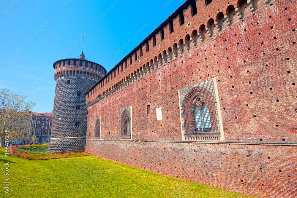 Bastion and bulwark of the Sforza Castle, Milan (super wide angle)