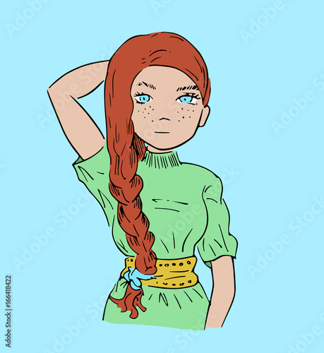 Vrouw met rode vlecht