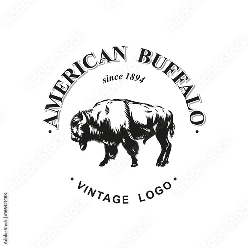 American buffalo logo inked vector photo