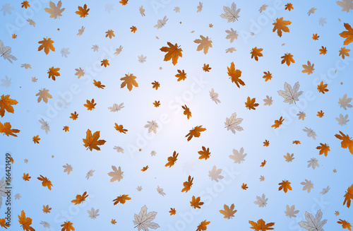  красивая иллюстрация из падающих желтых осенних листьев на светлом фоне   