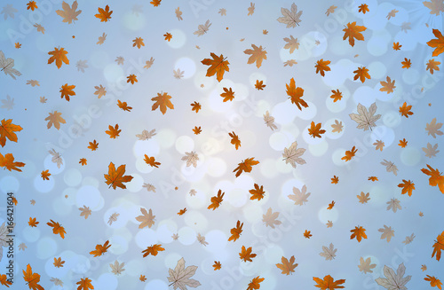  красивая иллюстрация из падающих желтых осенних листьев на светлом фоне       