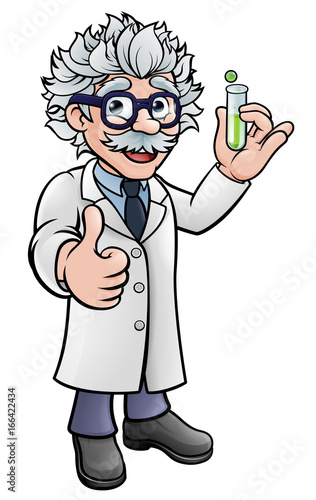 Cartoon Scientist Holding Test Tube