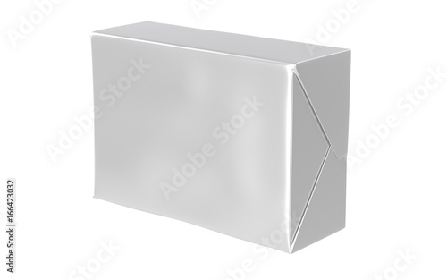 3D realistic render of isolated paper wrap box with shadow,(butter, spread, soap mock up) on white background. Clipping path.