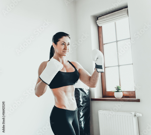 Attractive female boxer.