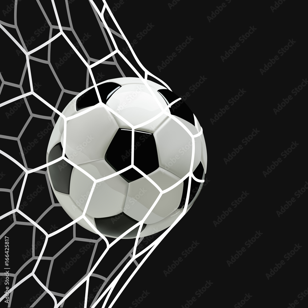 Obraz premium Soccer or Football Ball in the Net