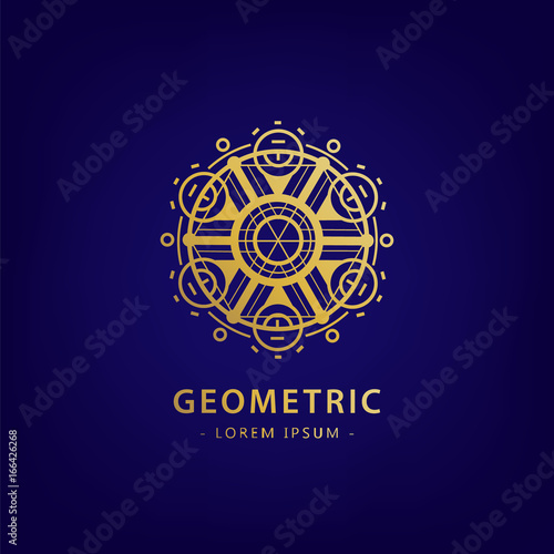 Vector abstract geometric symbol. Linear alchemy, occult, philosophical sign. For poster, flyer, logo design. Astrology, imagination, creativity, superstition, religion concept G
