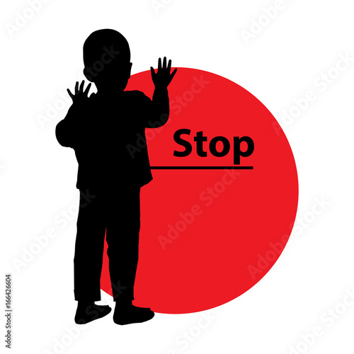 Stop violence children. Logo. Illustration