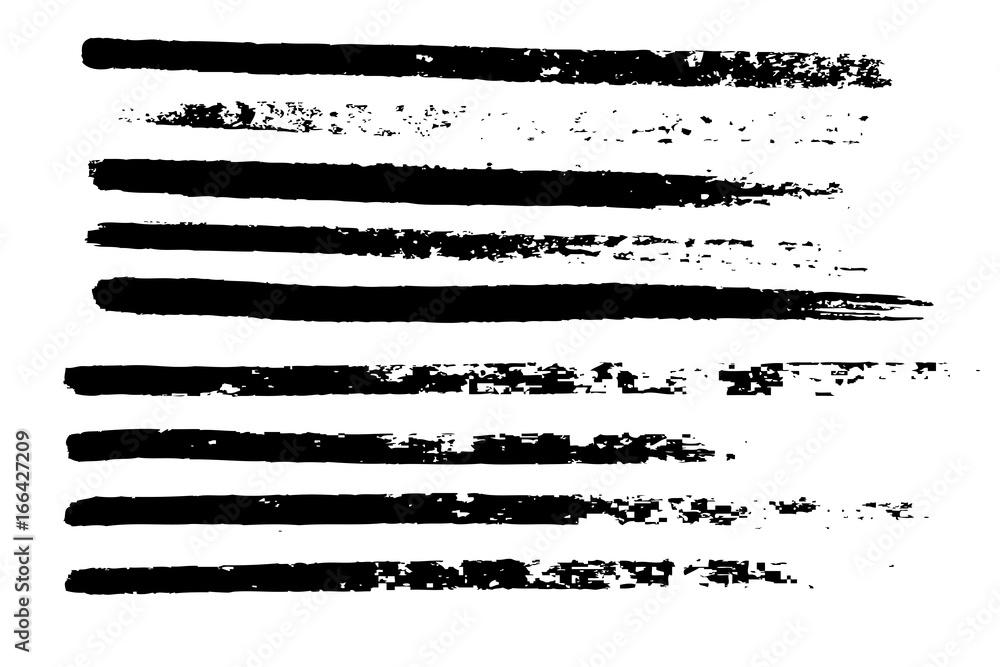Set of black paint, ink brush strokes Set of black paint, ink brush strokes