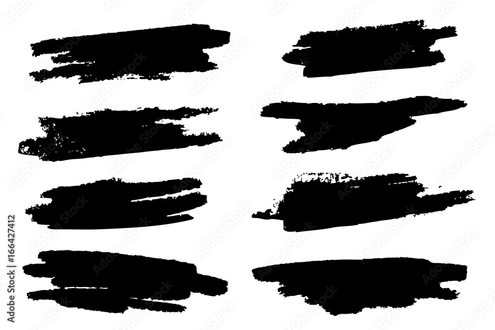Set of black paint, ink brush strokes Set of black paint, ink brush strokes