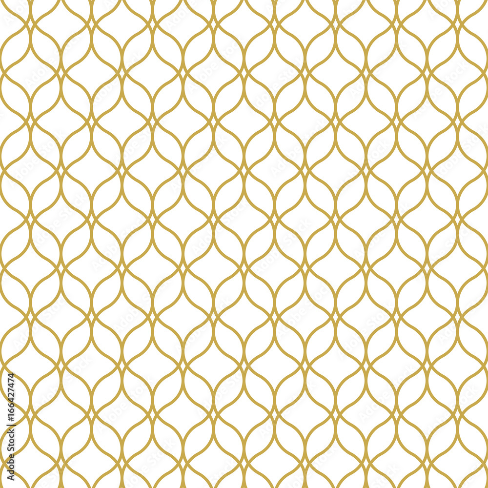 Oriental style seamless geometric vector pattern in gold