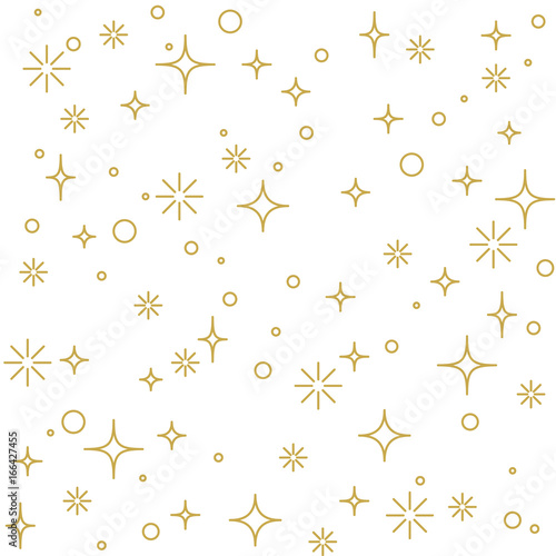 Modern linear decoration with stars in gold. Seamless vector pattern
