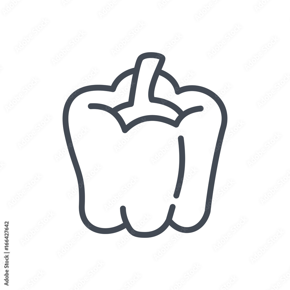 Fototapeta premium Food vegetables line icon pepper