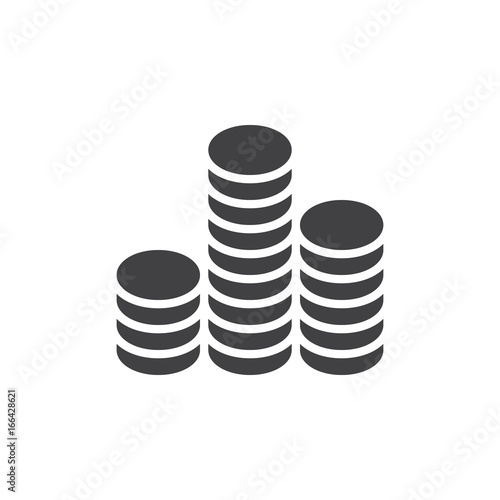 Coins stack icon vector, filled flat sign, solid pictogram isolated on white. Symbol, logo illustration. Pixel perfect vector graphics