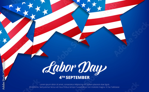 Labor Day. USA Labor Day background. Banner with stars of USA flag and typography