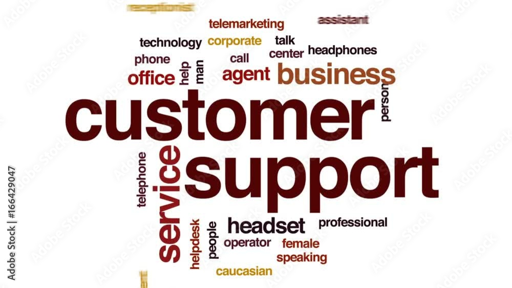 Customer support animated word cloud, text design animation. Customer support animated word cloud, text design animation.
