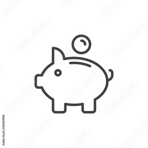 Piggy bank line icon, outline vector sign, linear style pictogram isolated on white. Savings symbol, logo illustration. Editable stroke. Pixel perfect vector graphics