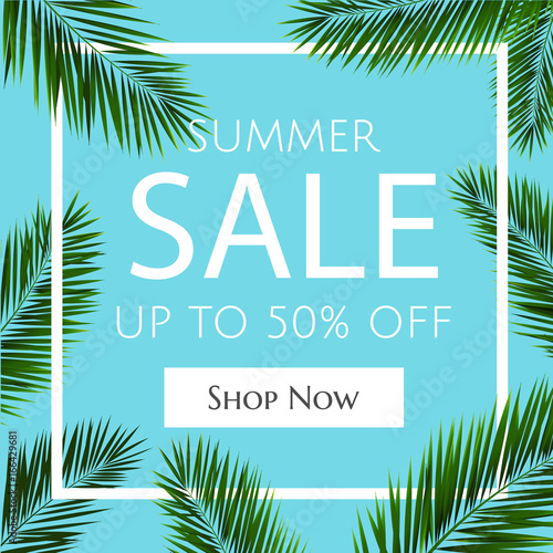 Sale Banner With Palm Trees © barbaliss