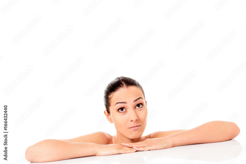 Beauty woman face with perfect fresh clean skin Beauty woman face with perfect fresh clean skin