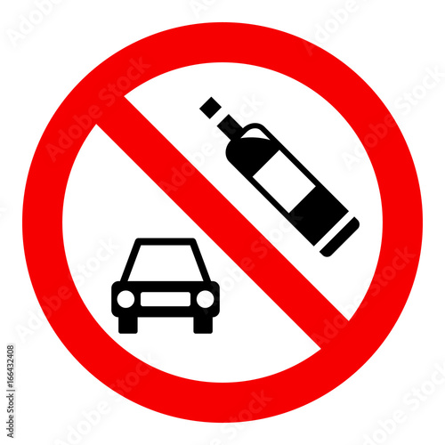 No drink and drive sign, isolated on white background, vector illustration.