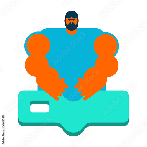 Masseur. Specialist for massage. massage table. strong man of chiropractors. Vertebral neurologist, osteopath