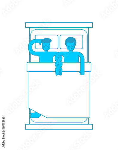 Gays in bed. Two guys are hugging in Sleep. LGBT love. bedstead scene