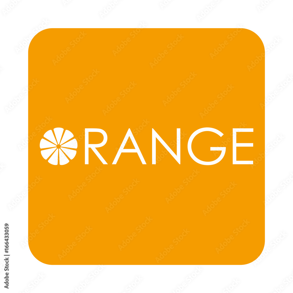 Icono plano ORANGE con gajos en cuadrado naranja Stock Illustration