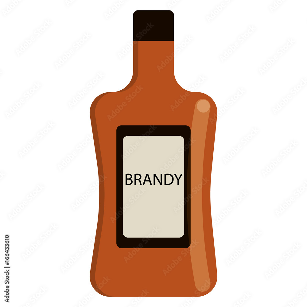 Brandy bottle alcoholic beverage flat icon, vector sign, colorful pictogram isolated on white. Symbol, logo illustration. Flat style design