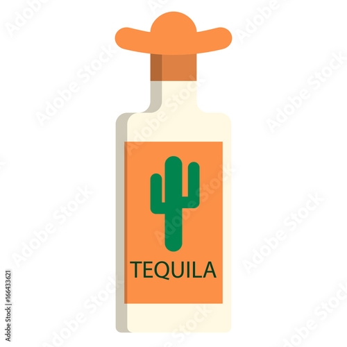 Tequila bottle alcoholic beverage flat icon, vector sign, colorful pictogram isolated on white. Symbol, logo illustration. Flat style design