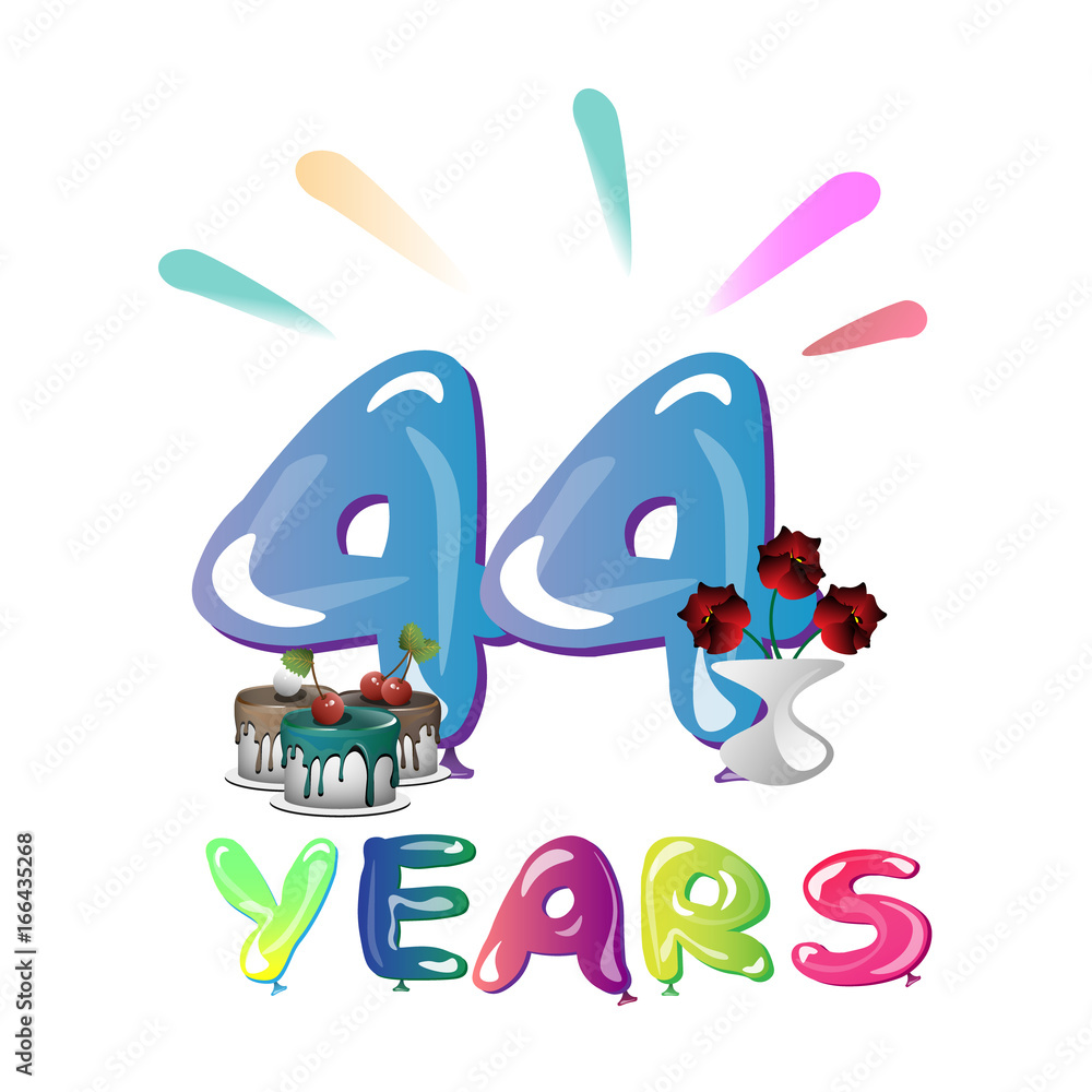 44 Years design for birthday celebration. 44 Years design for birthday celebration.