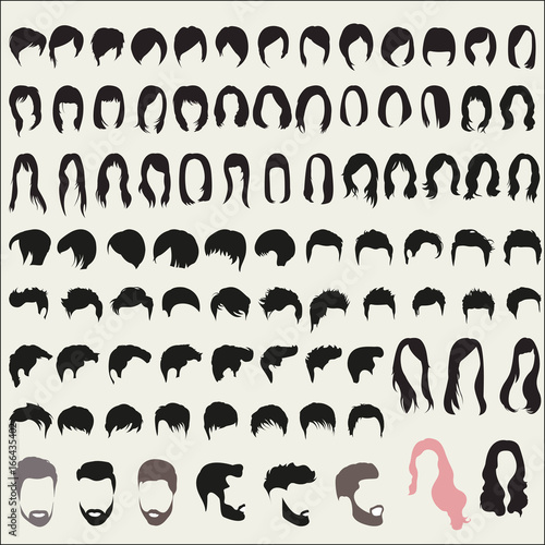 Large set of hairstyles for men and women